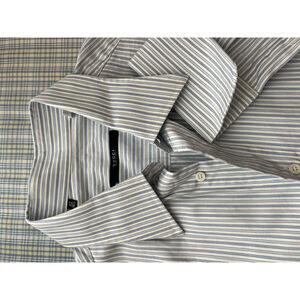 Men's Gucci Dress Shirt Neck 16.5 White Blue Striped
